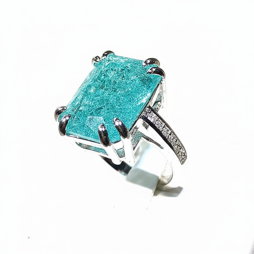 Rectangle Crushed Stone Ring