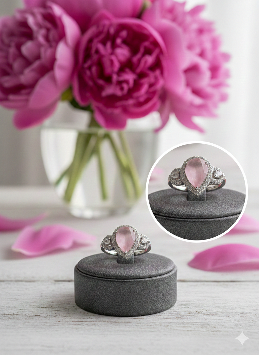 1 Karat Rhodium Plated Pink and silver zircons