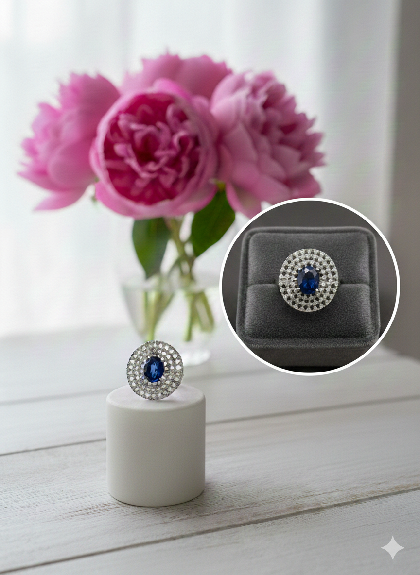 1- Karat Blue Zircon Ring