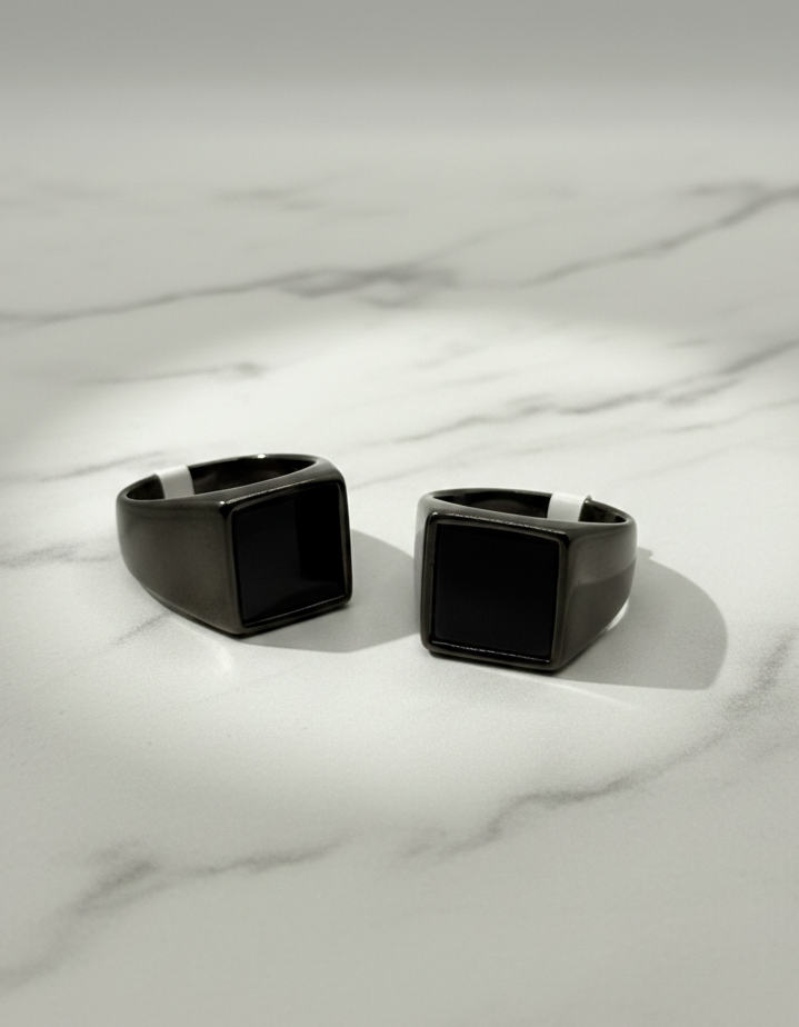 Men's Ring | The Stealth Onyx | Matte Black Square Signet