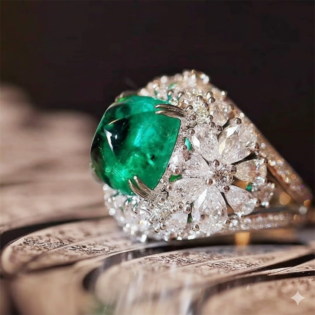 Pear Flower Cushion Ring