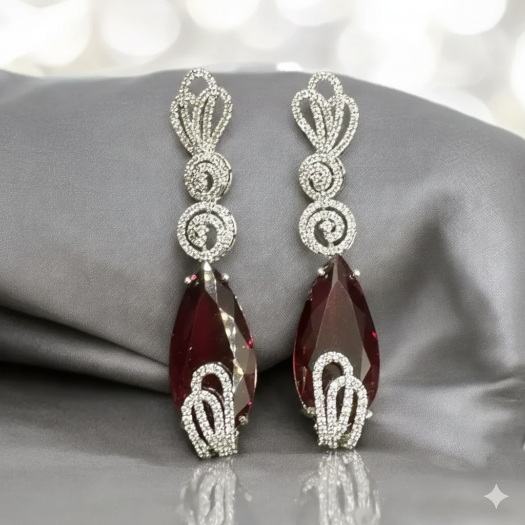 1 Karat Pear-Cut Ruby Drop Earrings