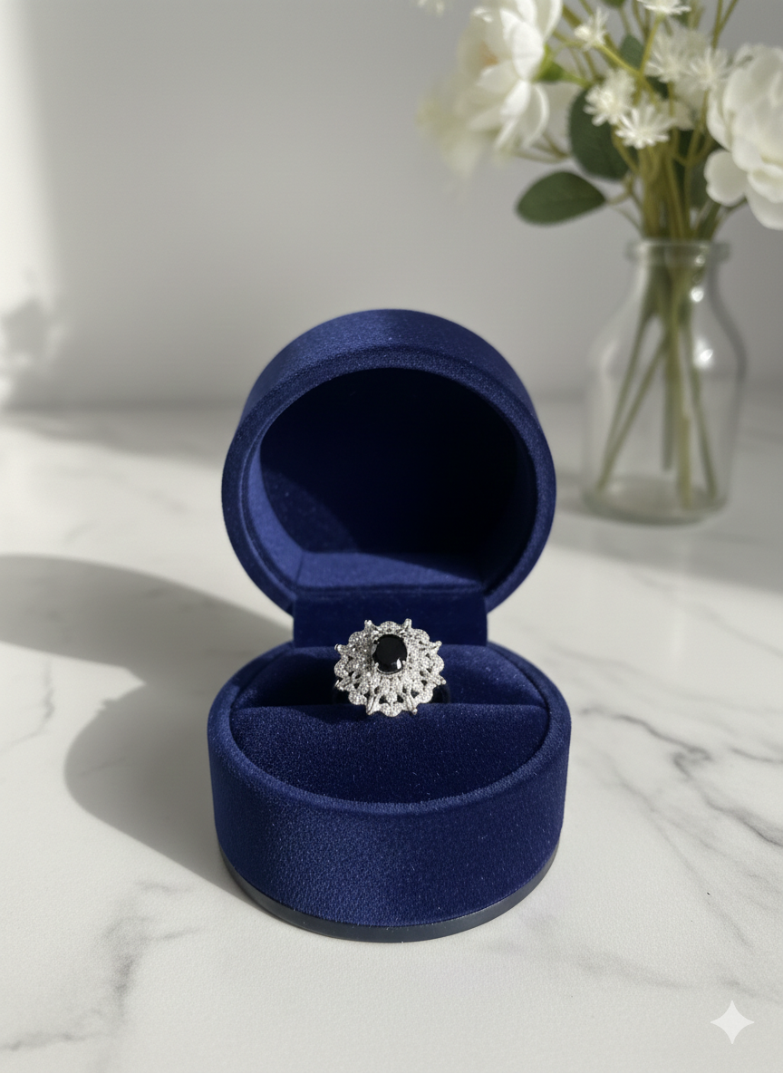 1-Karat ring black center stone