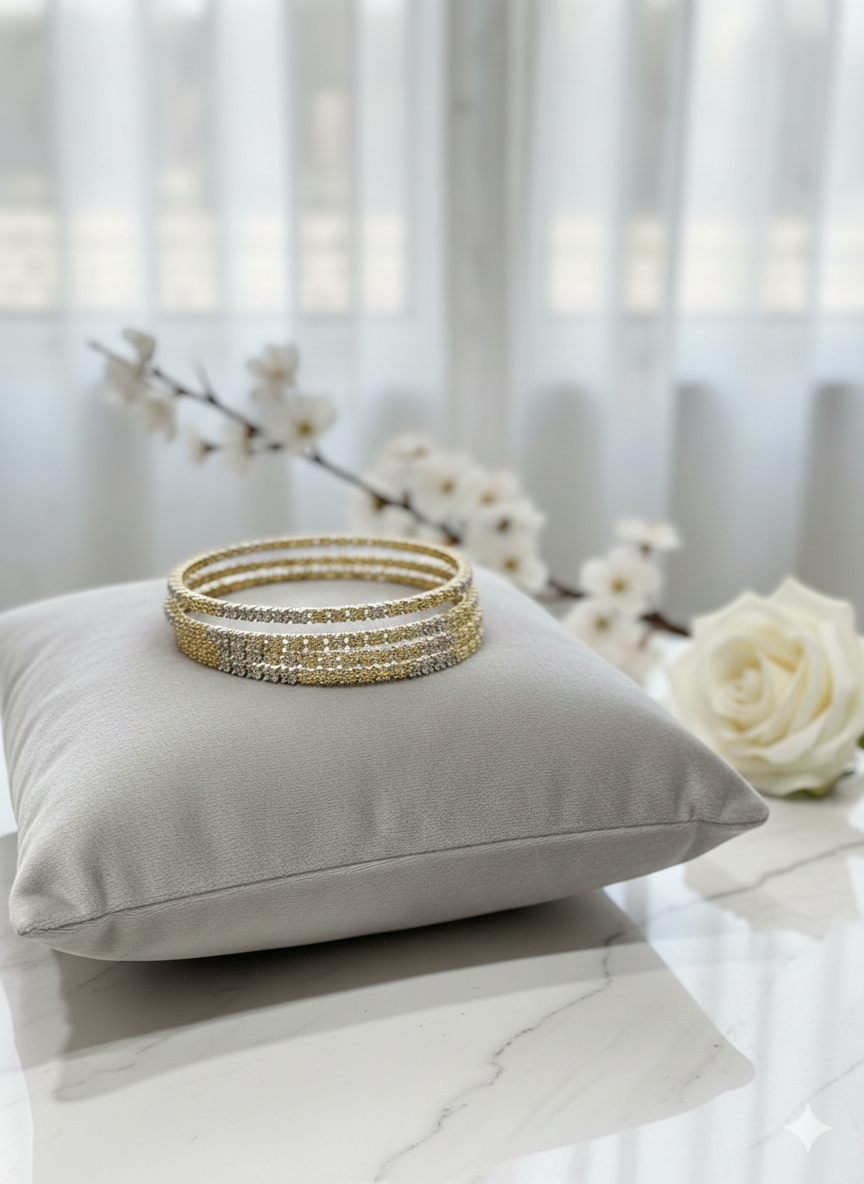 1 Karat Gold and Silver Bangle