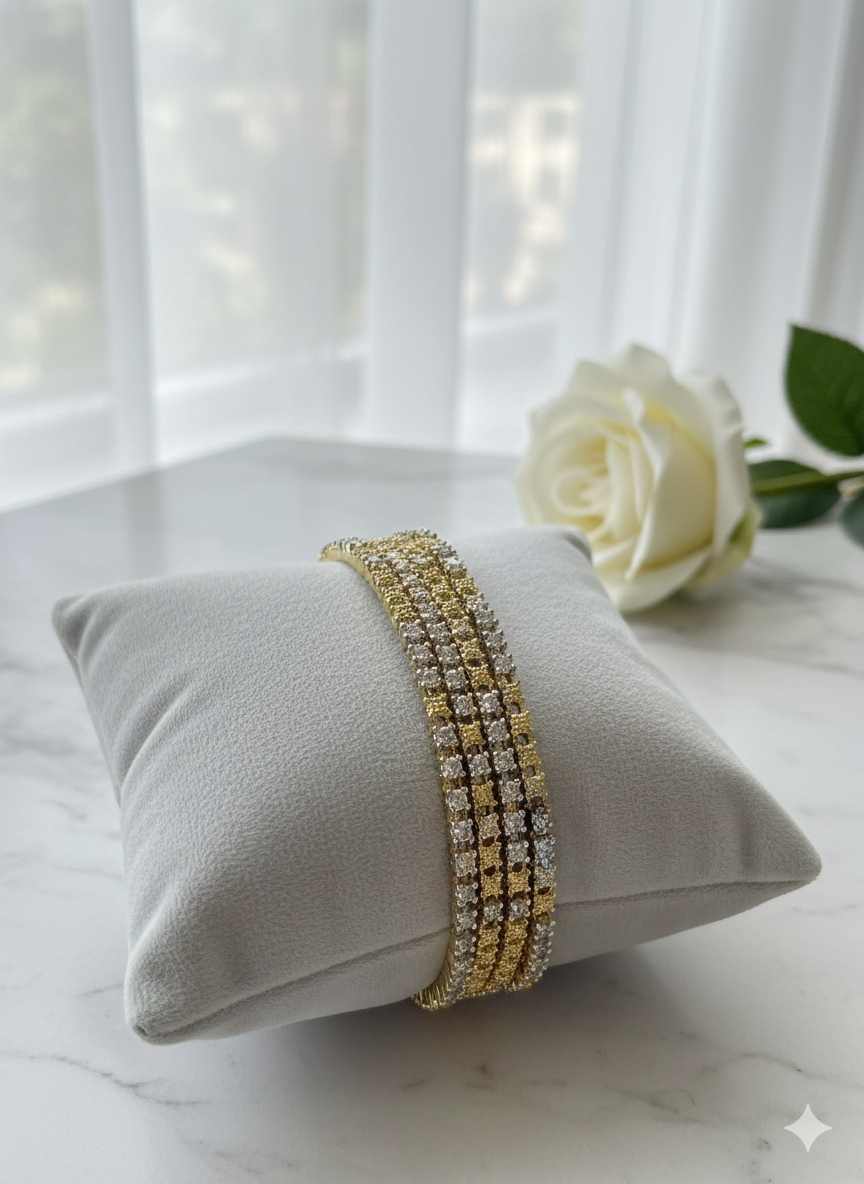 1 Karat Gold and Silver Bangle