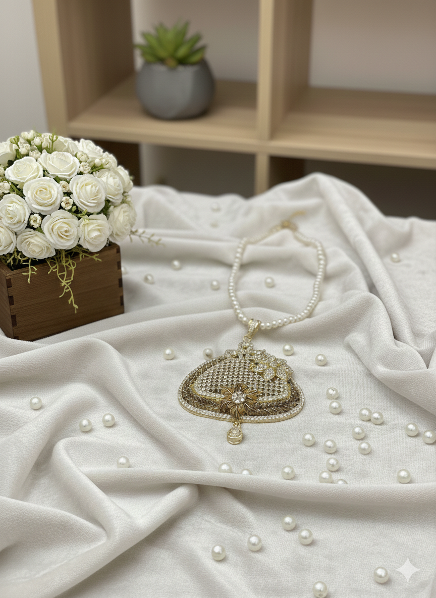 Rhodium-Plated South Indian Heritage Pendant Set