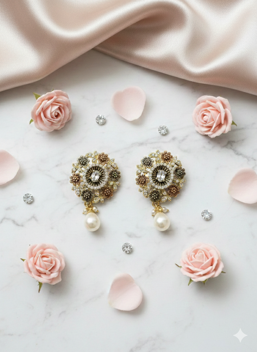 Rhodium-Plated South Indian Heritage Pendant Set