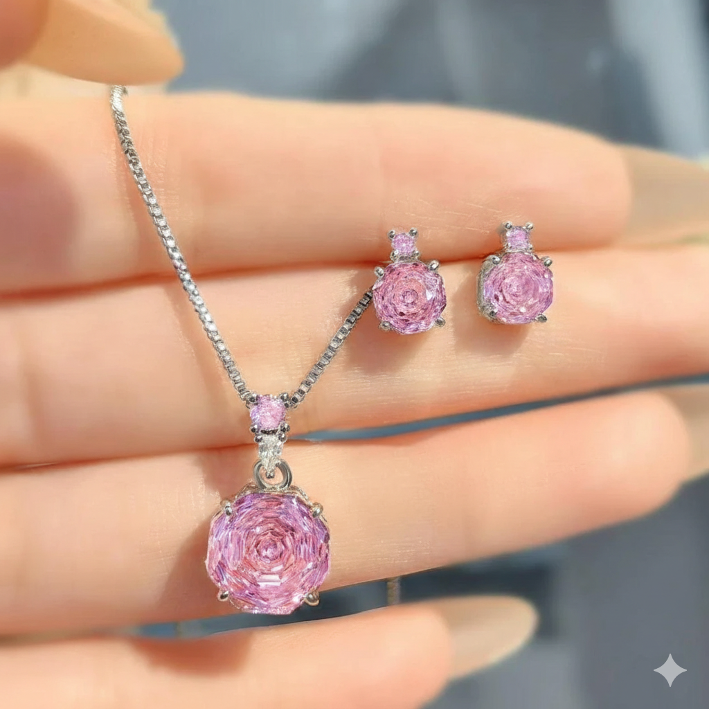 Pink Round Pendant Set