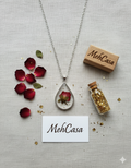 Handcrafted Botanical Resin Teardrop Pendant – Real Pressed Flower Necklace