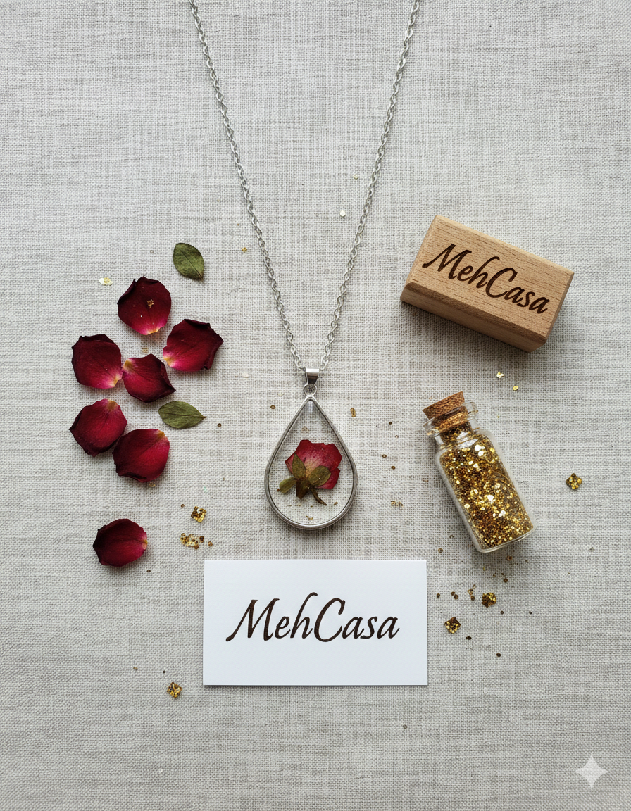 Handcrafted Botanical Resin Teardrop Pendant – Real Pressed Flower Necklace