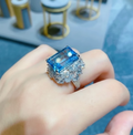 Aqua Flower Cathedral Adjustable Ring