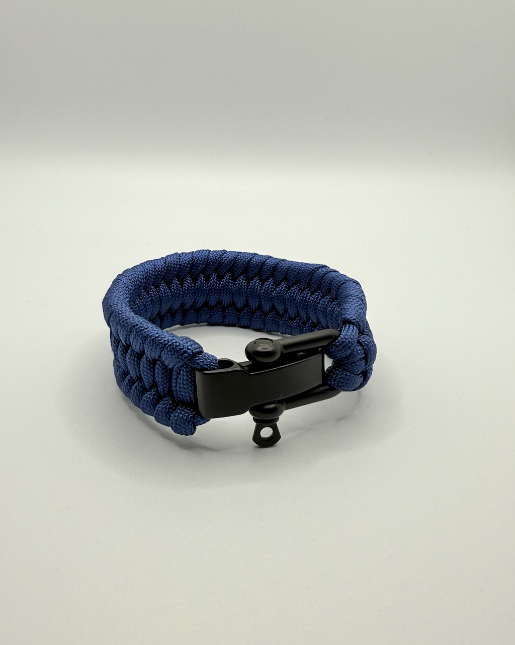 Men’s Tactical Paracord Bracelet with Matte Black Steel Shackle Clasp - Navy, Black, Army Green