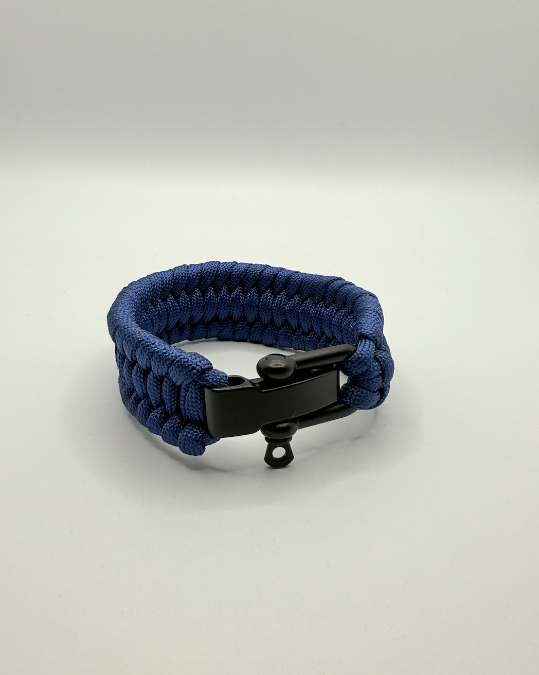 Men’s Tactical Paracord Bracelet with Matte Black Steel Shackle Clasp - Navy, Black, Army Green